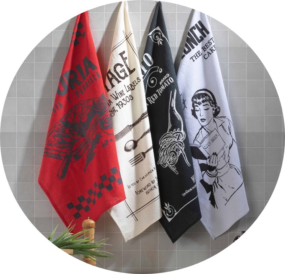 Pano de Copa Sacaria Gourmet 50x70cm - Kit com 4 unidades