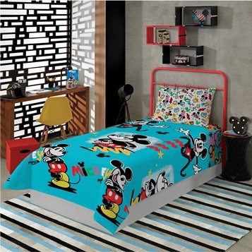 357x357 jg de cama mickey azul1